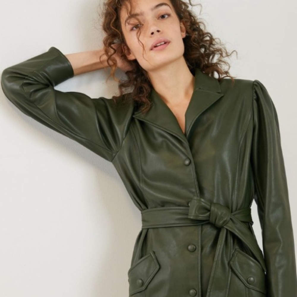 Avec Les Filles Natalia Faux leather shirtdress NWT